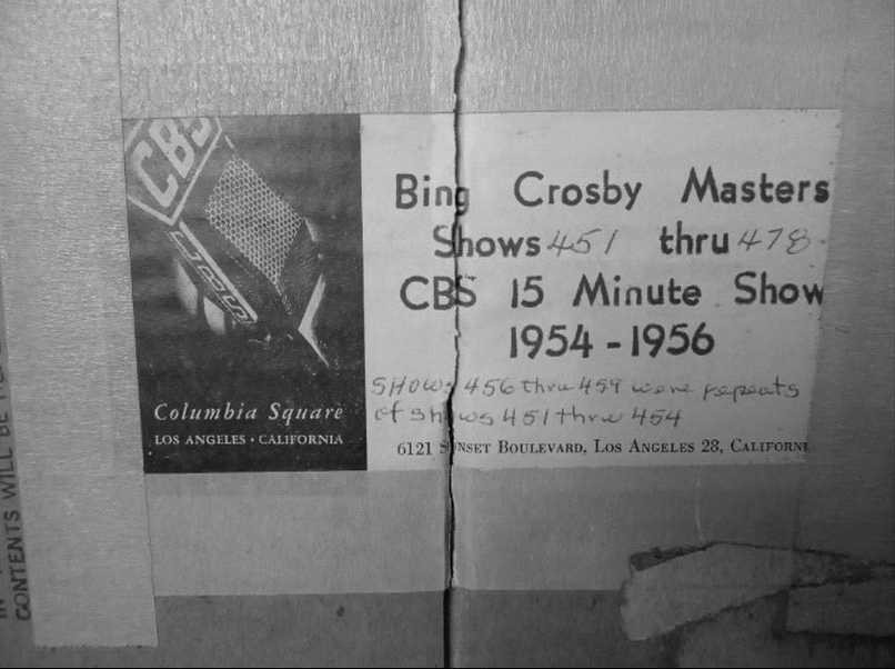 Shows the CBS address where the editing facility was located and the show numbers. These were the sort programs that Bing did with Buddy Cole and others after his weekly show ended. (BCE)