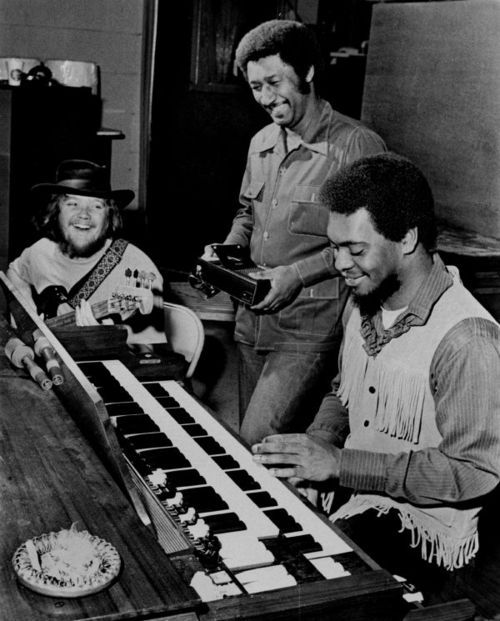 Three members of Booker T. and the MGs (left to right) Duck Dunn, Al Jackson and Booker T. Jones at STAX in a photograph dated Jan. 21, 1970. Fourth member, Steve Cropper, was in New York, producing a group, the Dramatics, for Paramount, and was expected back in a day or two. The group was to tape a television show the following Saturday with Creedence Clearwater Revival and leave Feb. 17 for a tour of Europe. (By Barney Sellers/The Commercial Appeal)