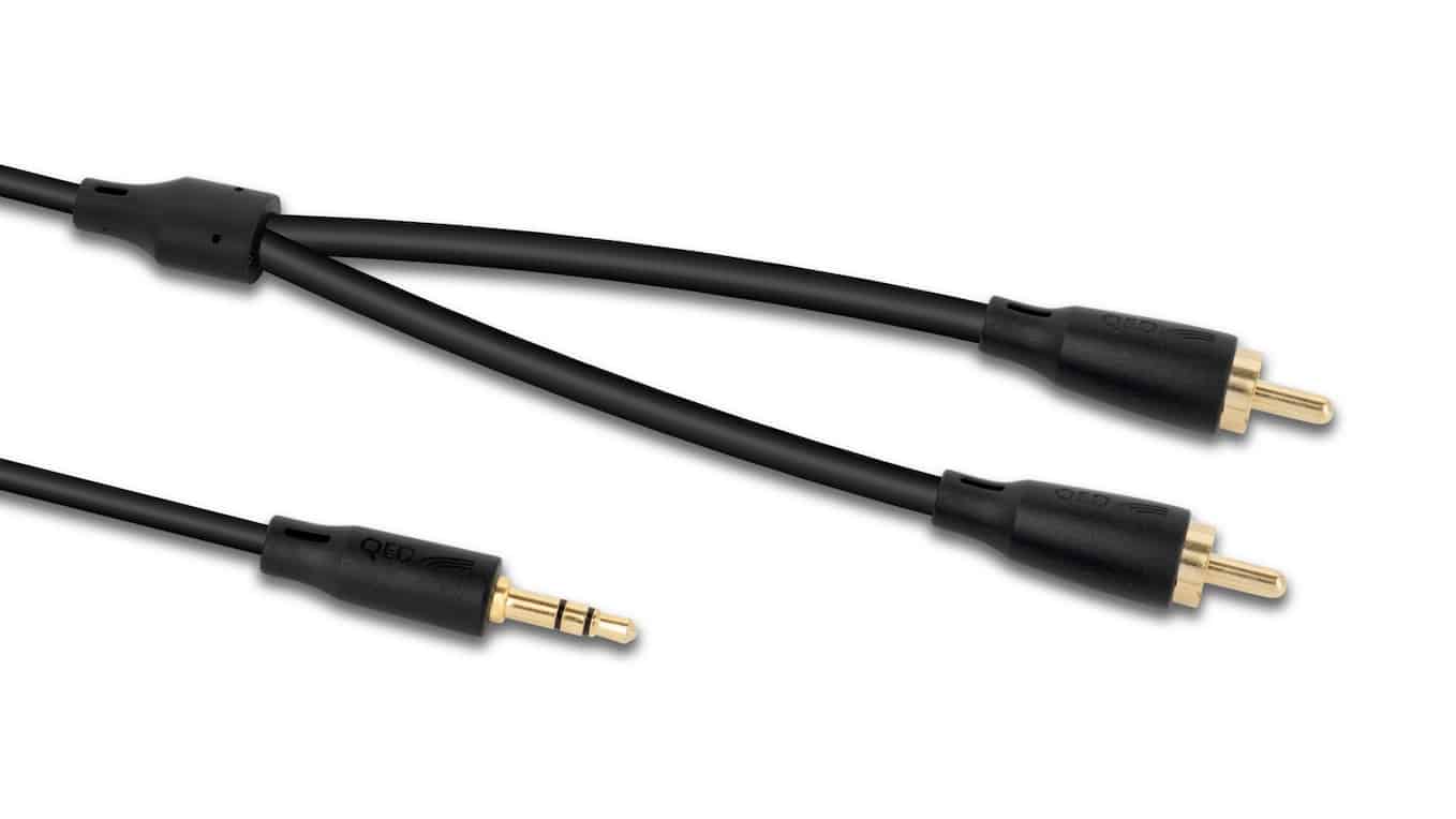 6.0m Y audio cable, with 3.5 mm stereo mini Jack to double 6.35 mm