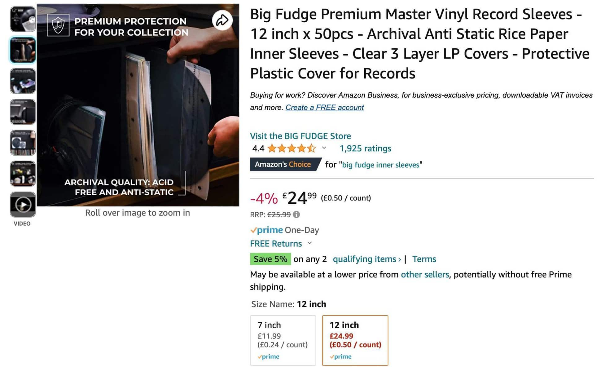 Vinyl Styl Plastic Record Sleeves - 50 Count